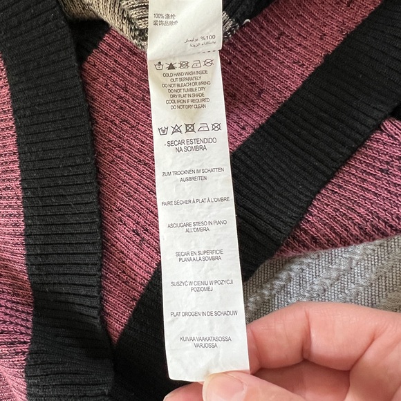 Cotton On short sleeve striped sweater dress, black, grey, pink, magenta - Large - Picture 11 of 12